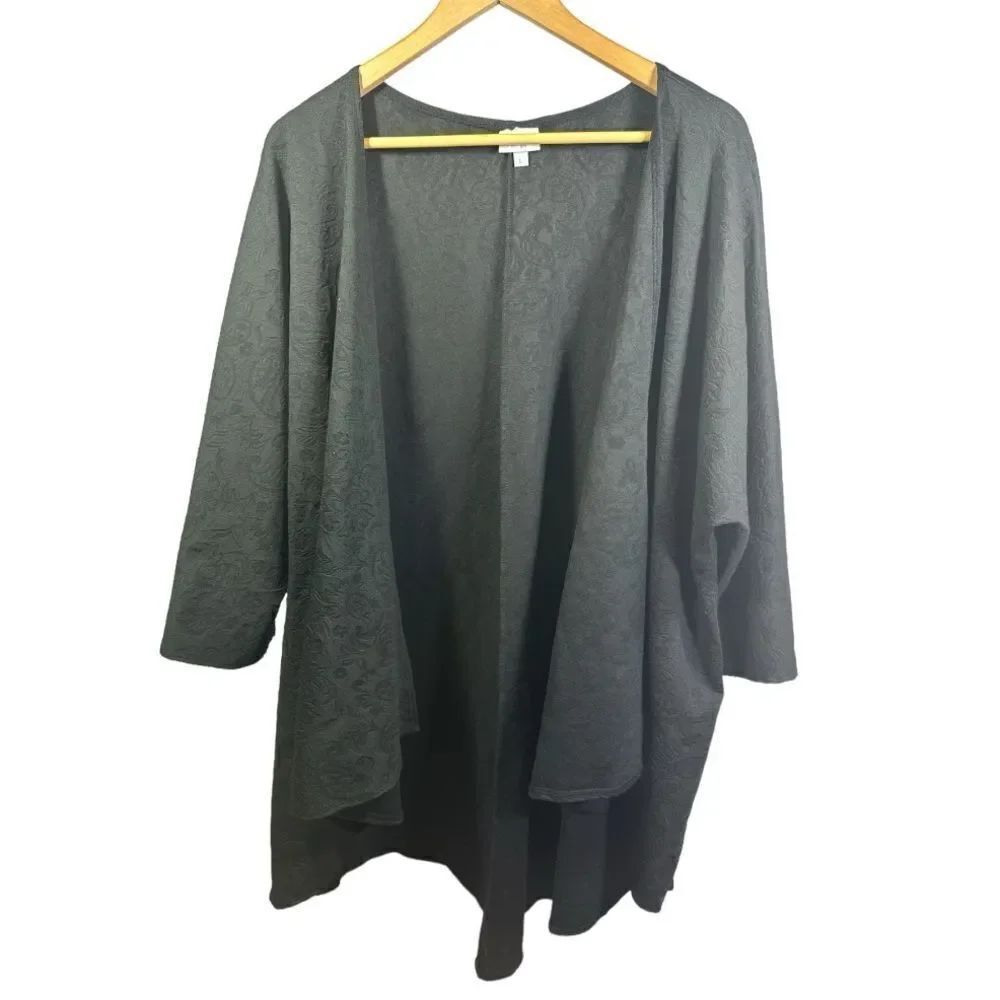 LULAROE Women's Kinsey Kimono Jacquard Open Front Cardigan Gray Size Large